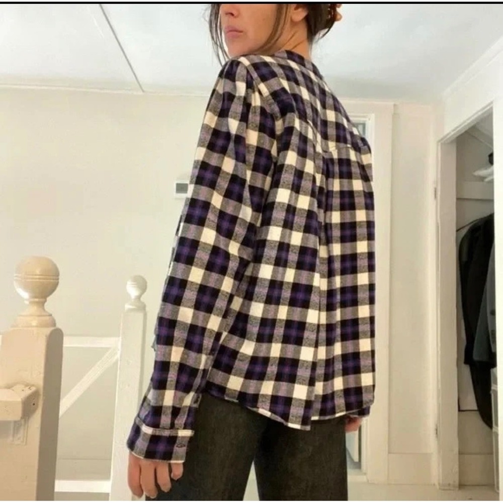 Xirena Jesse Plaid Flannel Gathered Yoke Shirt S Cotton Boho Western Cabincore - Picture 3 of 10